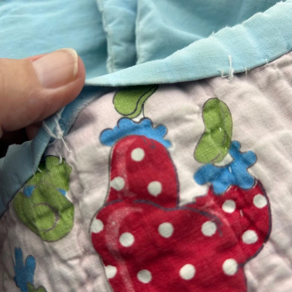 Vintage Handmade Circus Clown Quilt Pink Blue Nursery Blanket Retro Kitsch